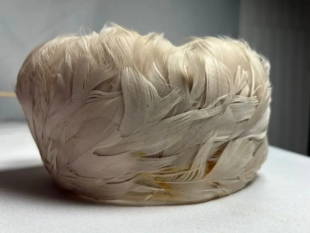 VTG Europa ladies hat duck feathers 1960 Art Deco revival in1930's Great Gatsby